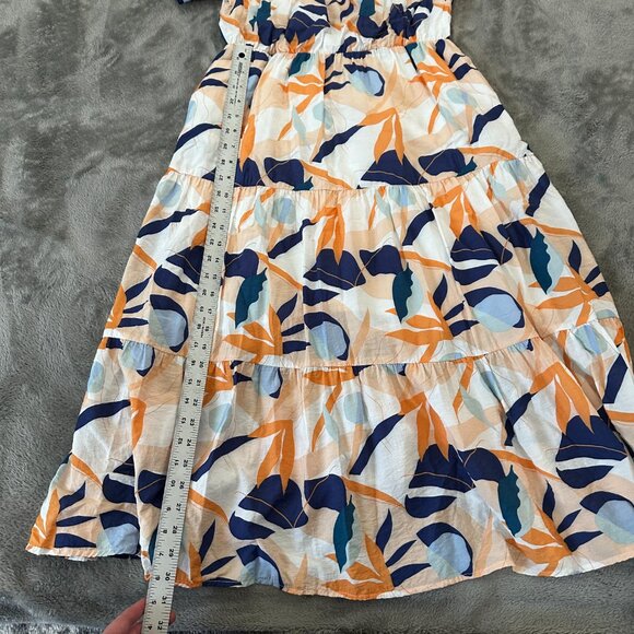 Skies Are Blue Tiered Midi Dress MEDIUM Puff Sleeve Summer Sundress - Picture 4 of 7